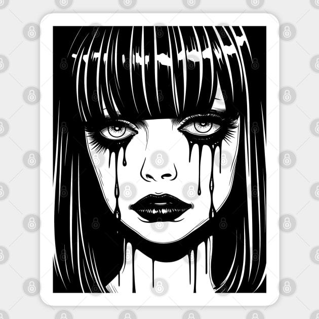 Emo Girl - Monochrome Melancholy Magnet by Dazed Pig